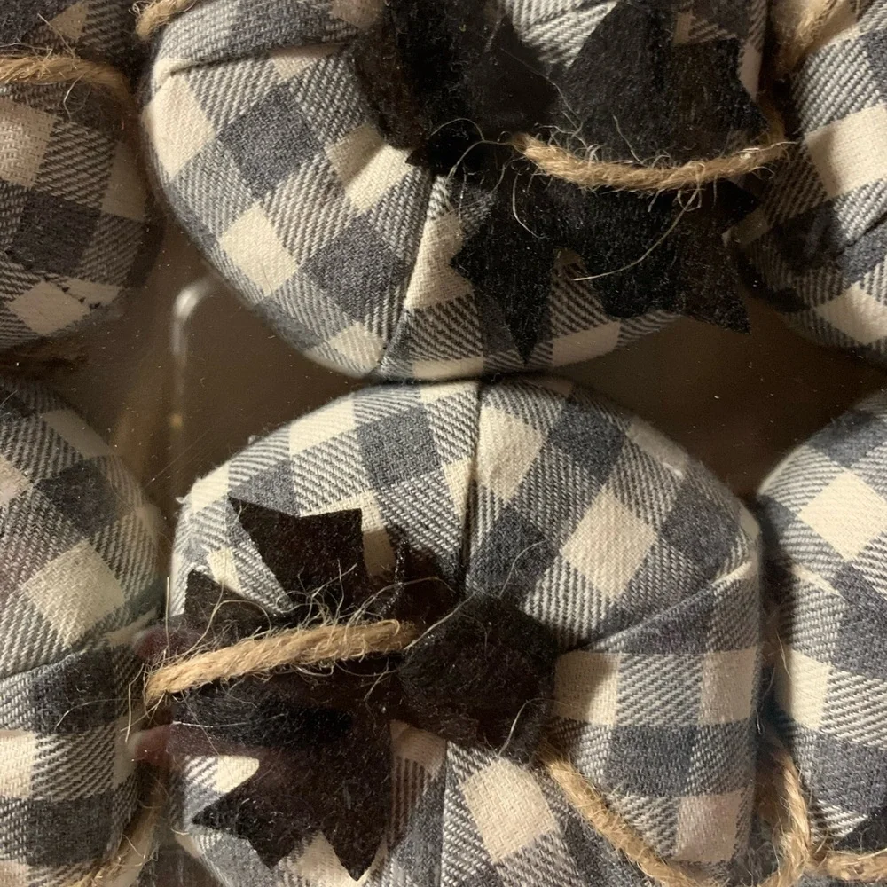 NWT Haymarket Square Pumpkin Plaid Check Shabby Chic Halloween fall Garland
